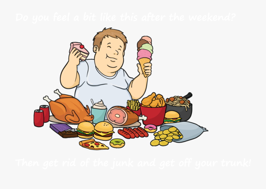 Transparent Unhealthy Food Clipart - Eating Too Much Cartoon, Transparent Clipart
