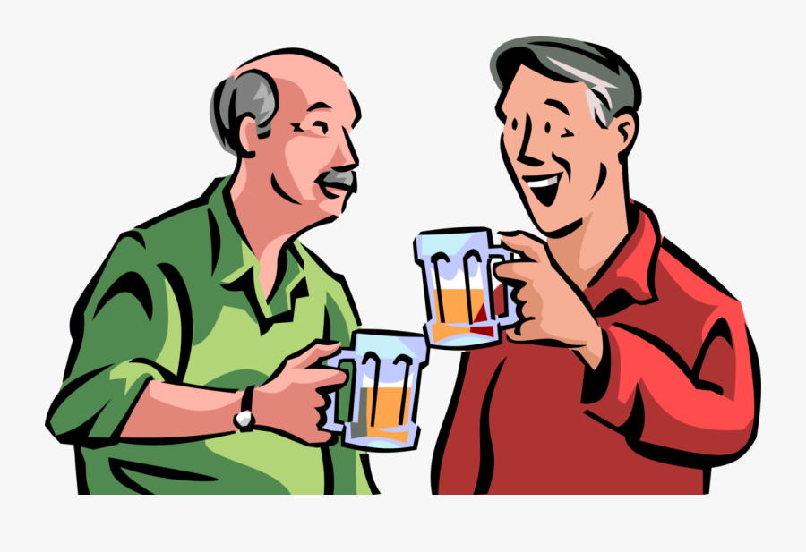 Transparent Senior Citizens Clipart - Two Men Drinking Cartoon, Transparent Clipart