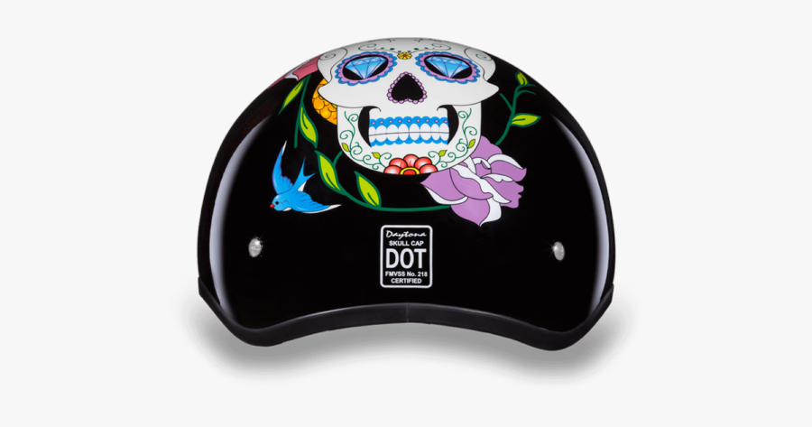 Daytona Women Diamond Sugar Skull Dot Skull Cap Motorcycle - Sugar Skull Motorcycle Helmet, Transparent Clipart