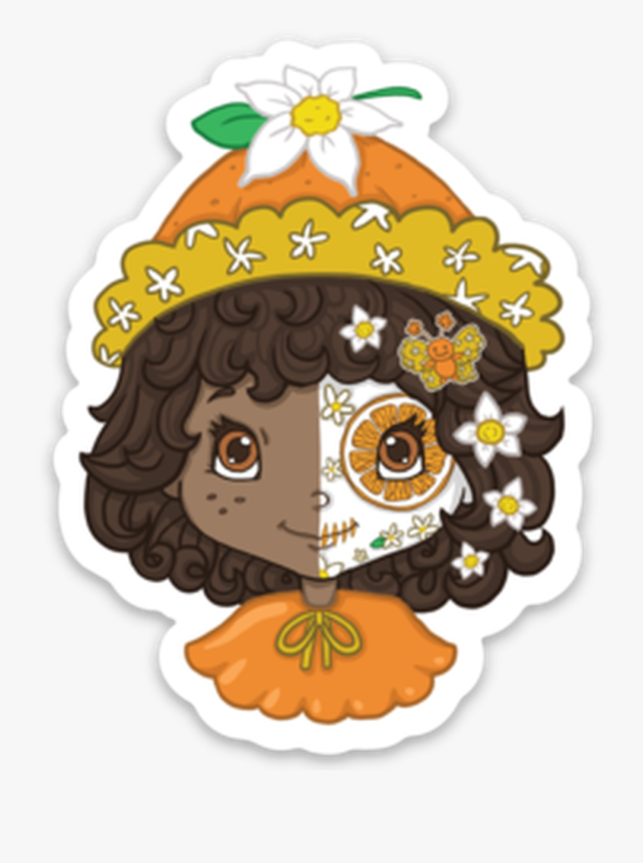 Orange Sugar Skull - Cartoon, Transparent Clipart