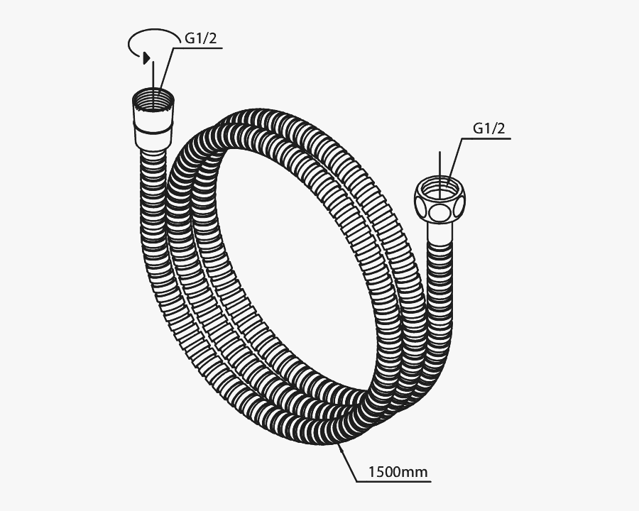 Damixa Metal Bruserslange 1,5 Mtr, Krom Clipart , Png - Illustration, Transparent Clipart