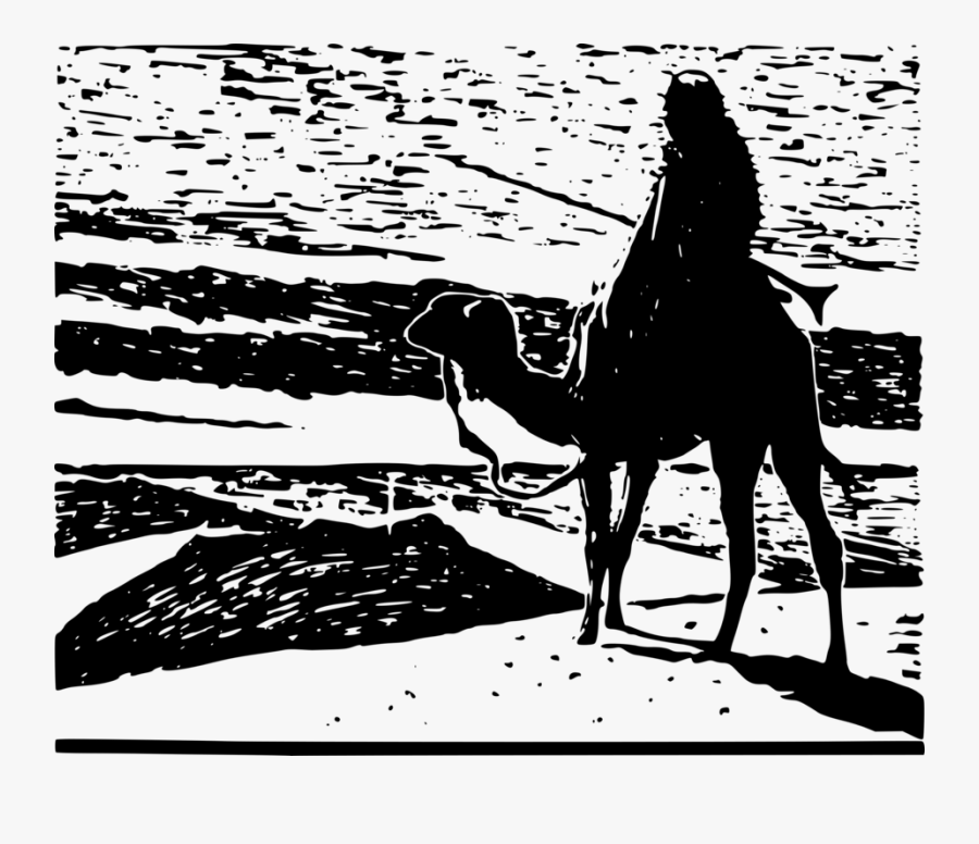 Visual Arts,art,silhouette - Sand Dune With Camel Clipart Black And White, Transparent Clipart