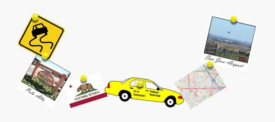 Yellow Taxi Cab California - Taxi, Transparent Clipart