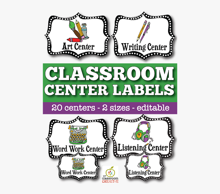 Editable Classroom Center Signs Printable, Transparent Clipart