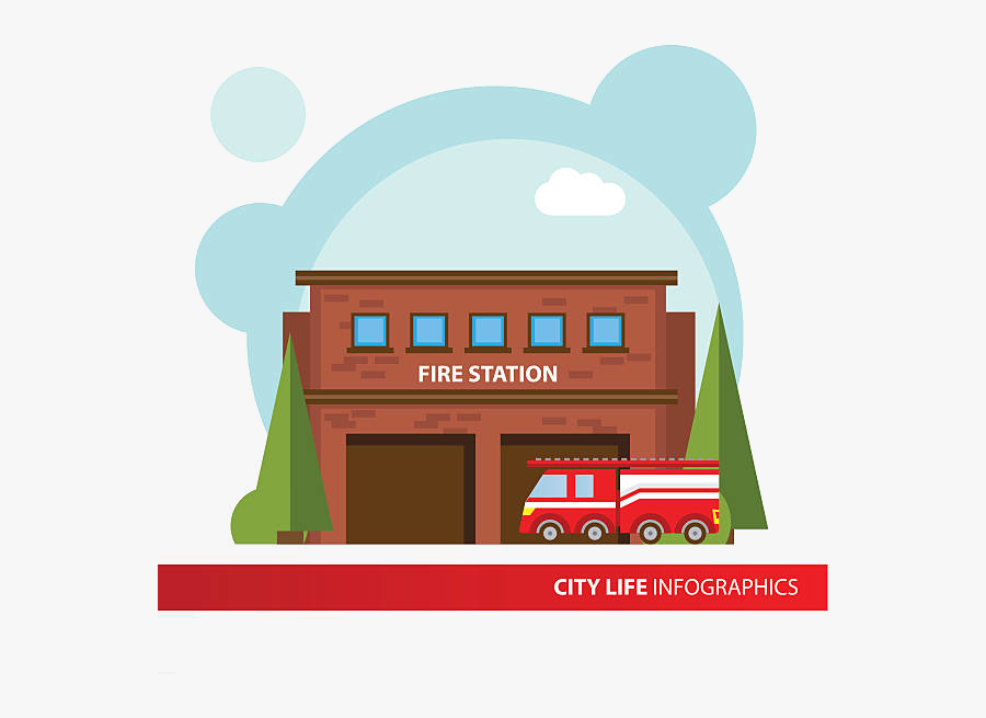Fire Station Clipart Transparent Png - Fire Station Infographic, Transparent Clipart