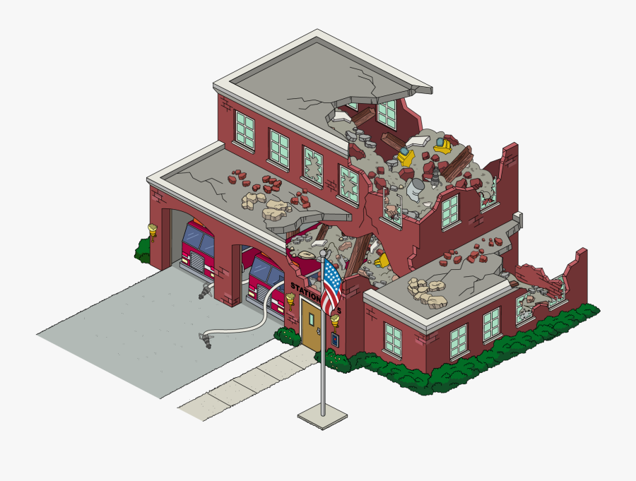 Building Firehouse Destroyed - Destroyed Building Clipart Png, Transparent Clipart