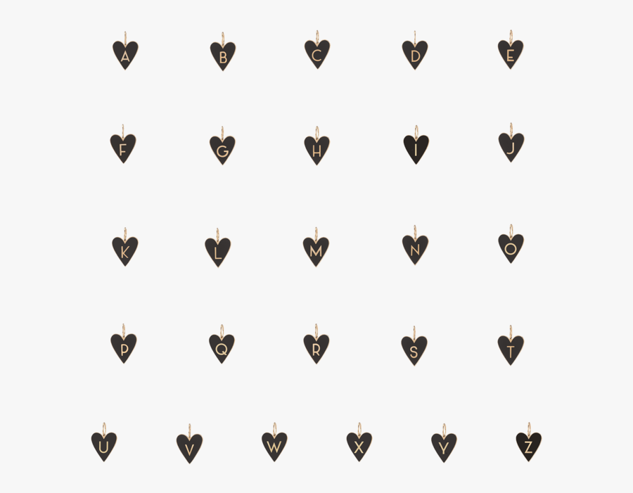 Medium Gold Border Enamel Heart With Letter - Heart, Transparent Clipart