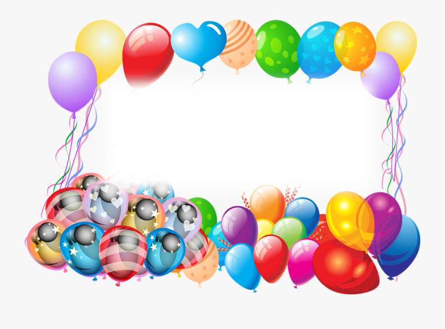 Cake And Balloons - Happy Birthday Frame Png, Transparent Clipart