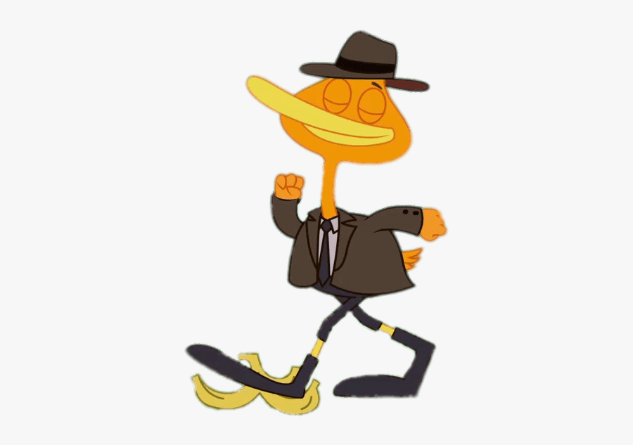 King Duckling Walking On Banana Skin - Cartoon, Transparent Clipart