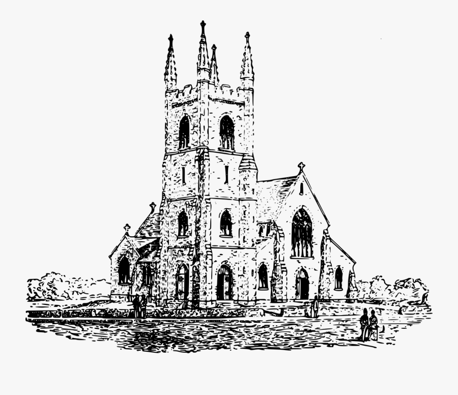 Building,medieval Architecture,historic Site - Christian Church Black And White, Transparent Clipart