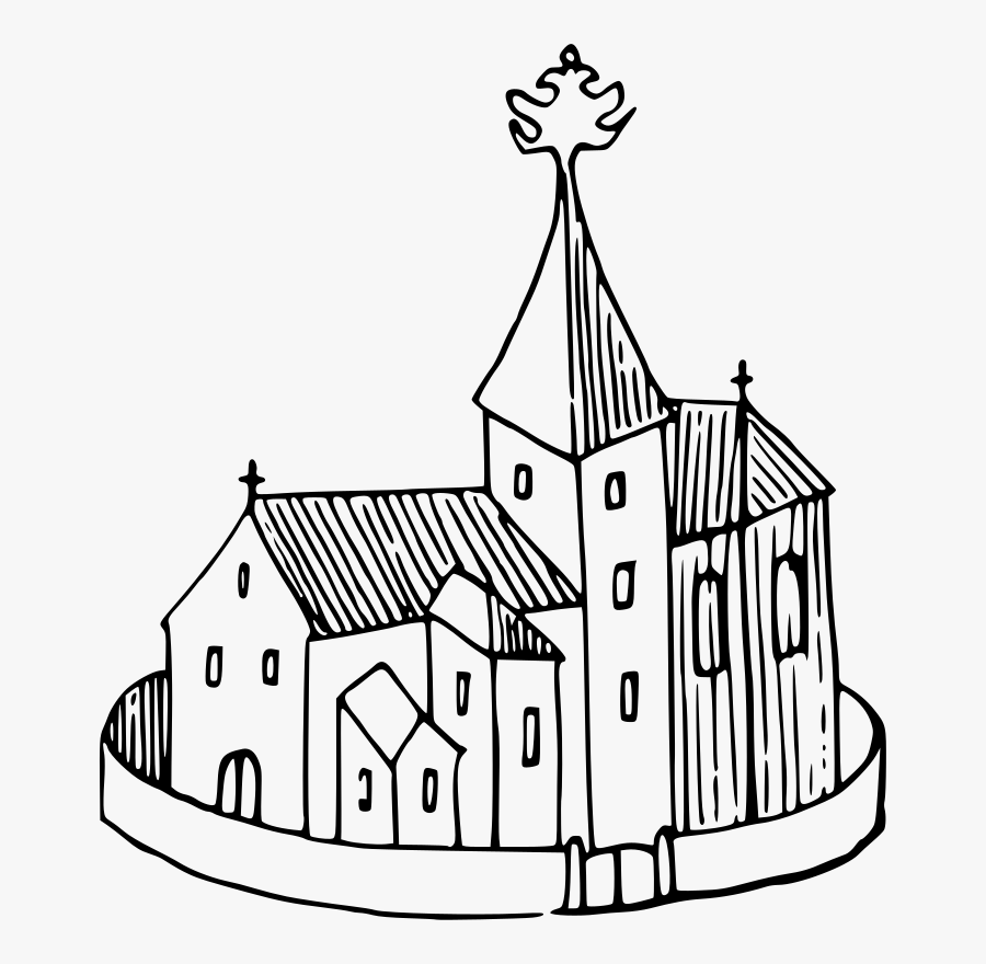 Line Art,watercraft,area - Drawing Clip Art Church Cartoon, Transparent Clipart