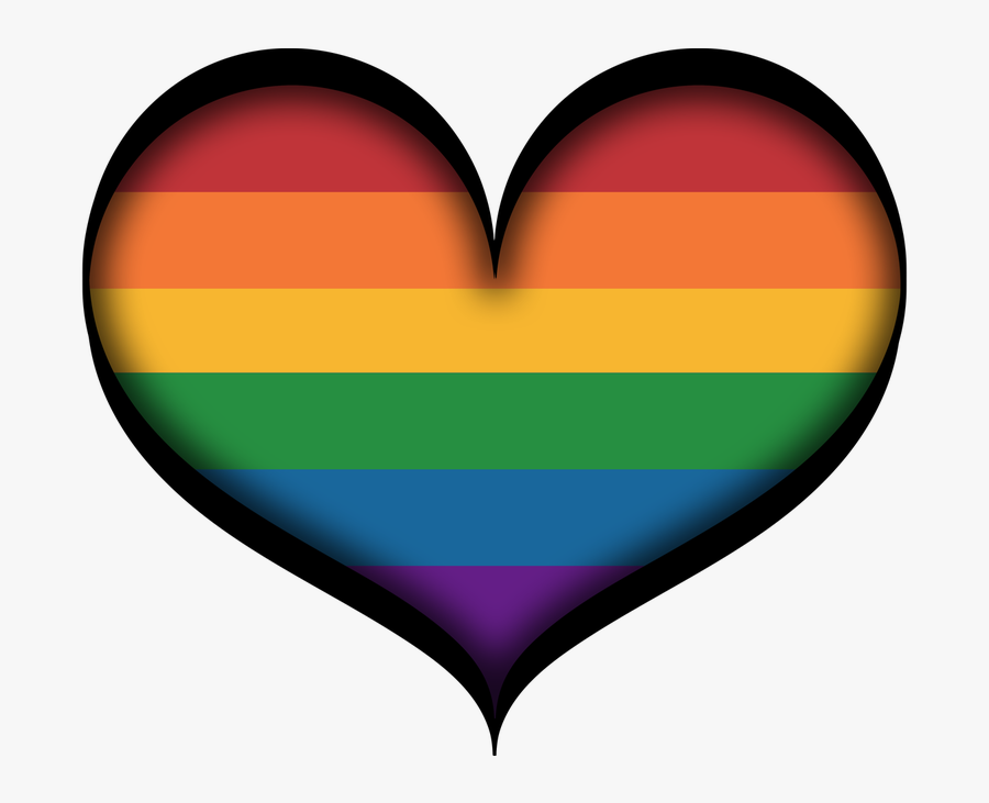 Large Gay Pride Heart In Lgbt Rainbow Colors With Black - Pride Rainbow Heart Transparent Background, Transparent Clipart
