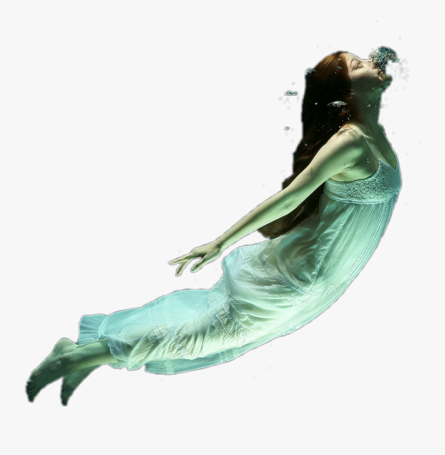 Transparent Girl Swimming Clipart - Woman Dress Under Water, Transparent Clipart