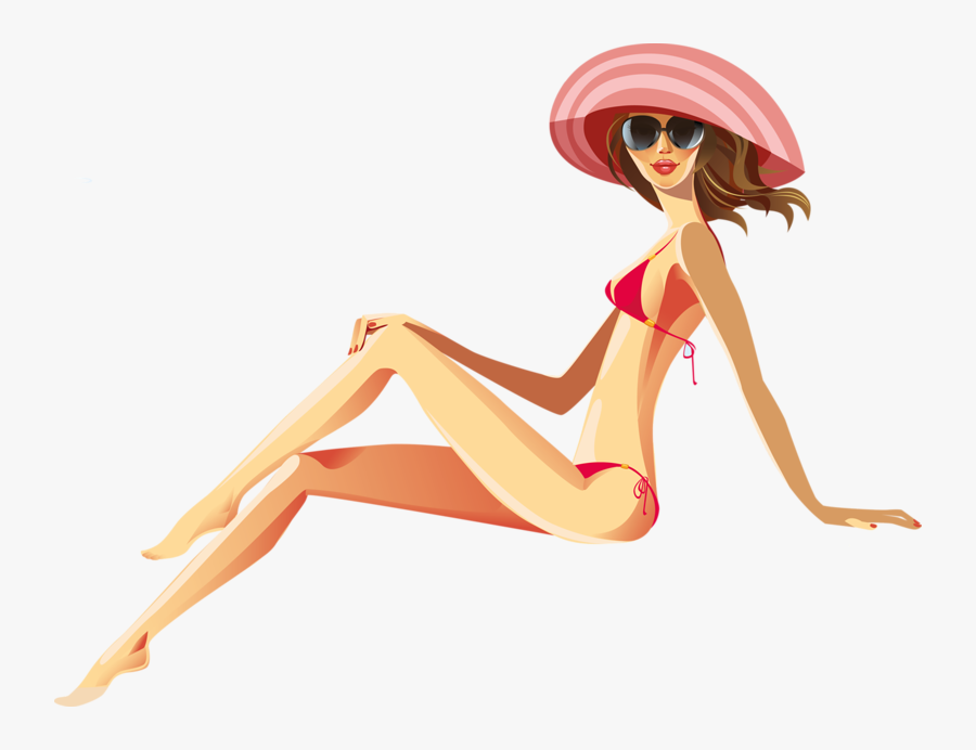 Girl Swimming Pool Woman Illustration - Women At The Beach Cartoon, Transparent Clipart