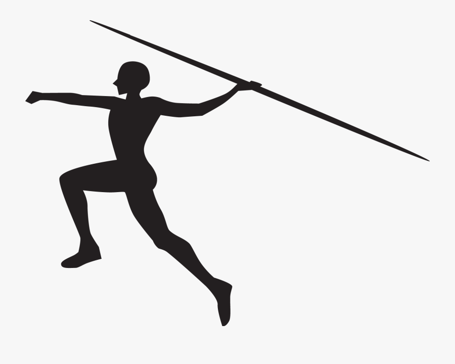 Javelin Throw Silhouette Sports Track & Field - Javelin Throw Black And White Clipart, Transparent Clipart