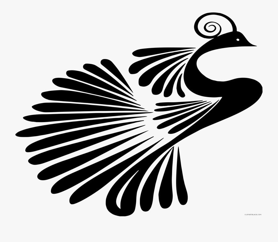 Transparent Feather Clipart Black And White - Peacock Cliparts, Transparent Clipart