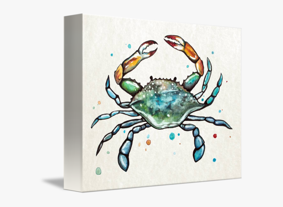 Maryland Blue Crab In Watercolor By Cheryl Marie - Blue Crab Watercolor, Transparent Clipart