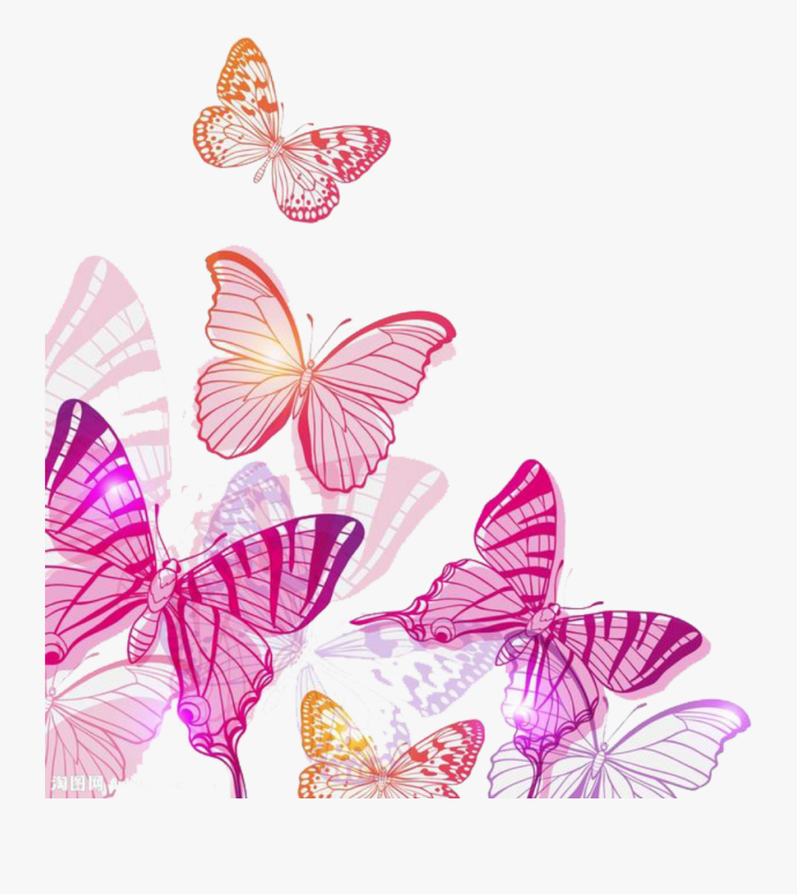Transparent Watercolor Butterfly Clipart - Pink And Violet Butterfly Background, Transparent Clipart