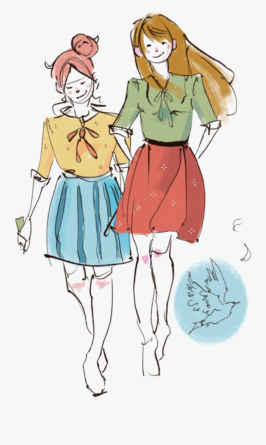 Clip Art Girl Standing Cartoon - Illustration, Transparent Clipart