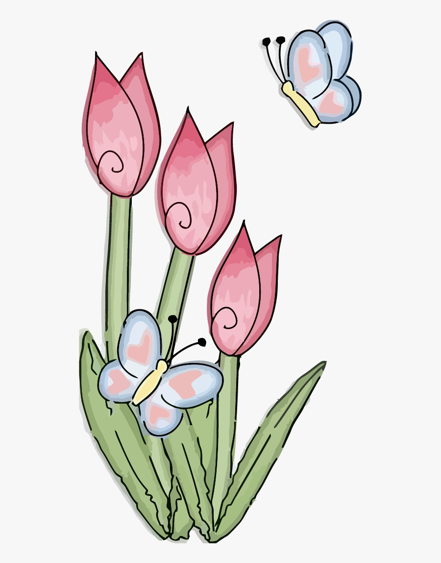 Flower Butterfly Clipart Free Downl - Drawing Butterfly With Flowers, Transparent Clipart