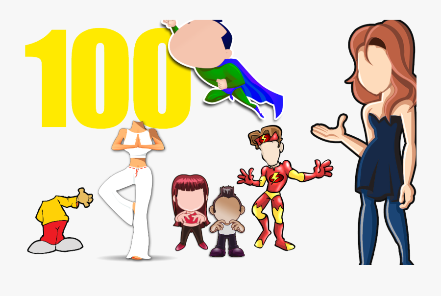 100 Character Poses - Characters With No Faces, Transparent Clipart