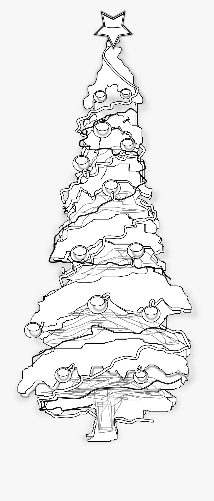 Christmas Tree Line Drawing New Calendar Template Site - Christmas Tree, Transparent Clipart