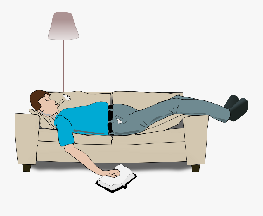 Open Clip Art - Person Sleeping On Couch Cartoon, Transparent Clipart
