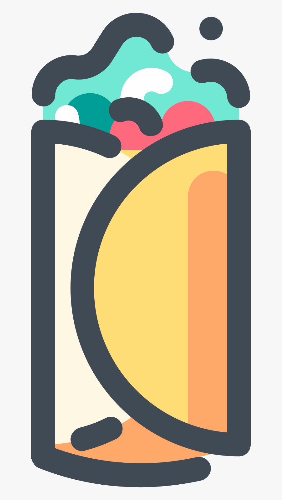 There Is An Oblong Food Object Made Up Of A Tortilla - Food Icon Png, Transparent Clipart