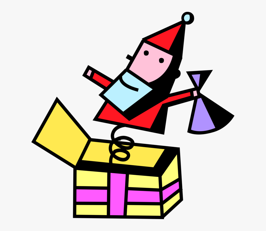 Vector Illustration Of Jack In The Box Children"s Toy, Transparent Clipart