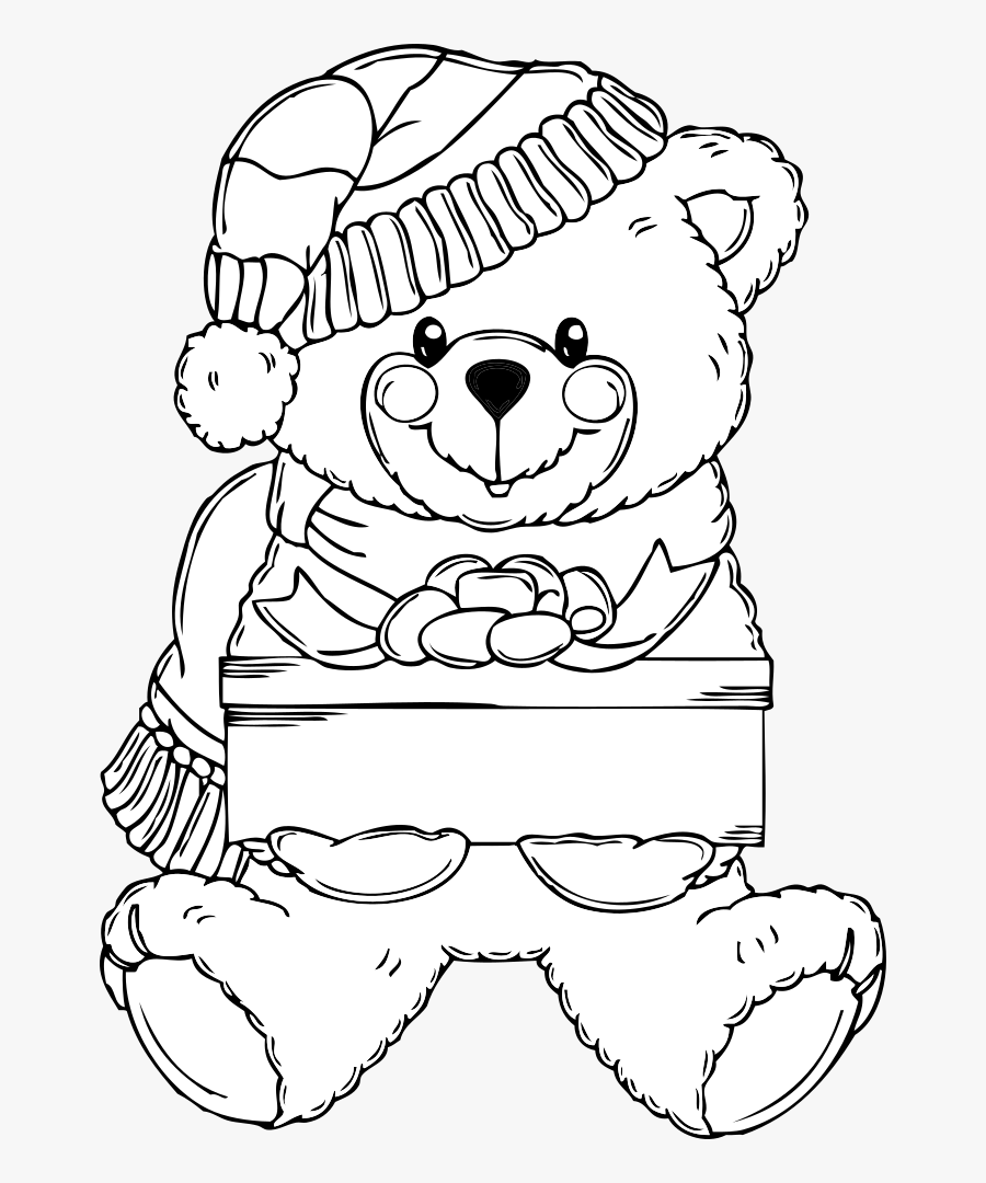 Christmas Teddy Bear Colouring, Transparent Clipart