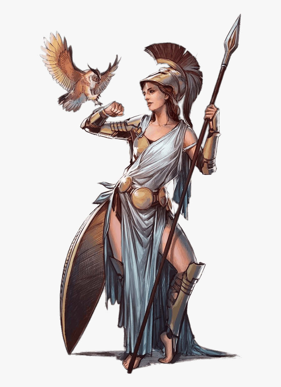 Athena Illustration - Greek Mythology Goddess Athena, Transparent Clipart