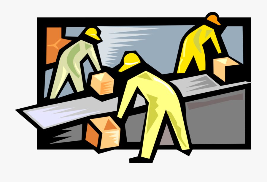 Vector Illustration Of Assembly Line Factory Workers - Selling Cost And Production Cost, Transparent Clipart