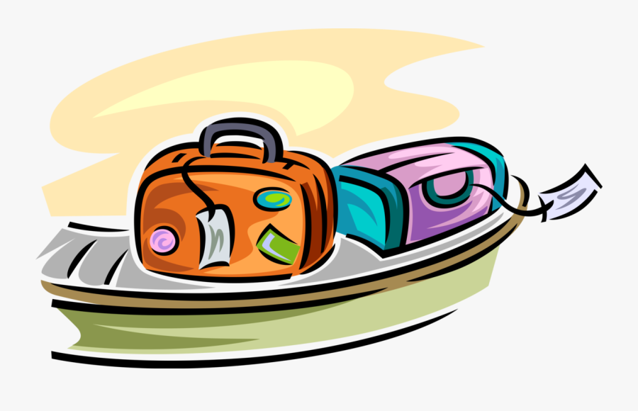 Vector Illustration Of Passenger Travel Luggage Suitcases - Conveyor Belt Airport Clipart, Transparent Clipart