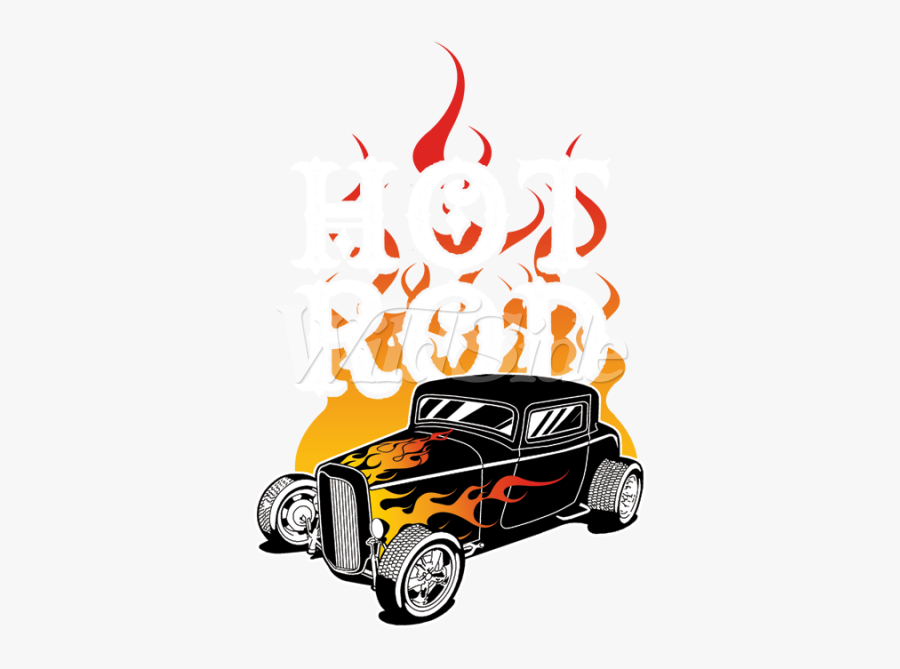 Hot Rod With Flames - Cartoon Hot Rod Flames, Transparent Clipart