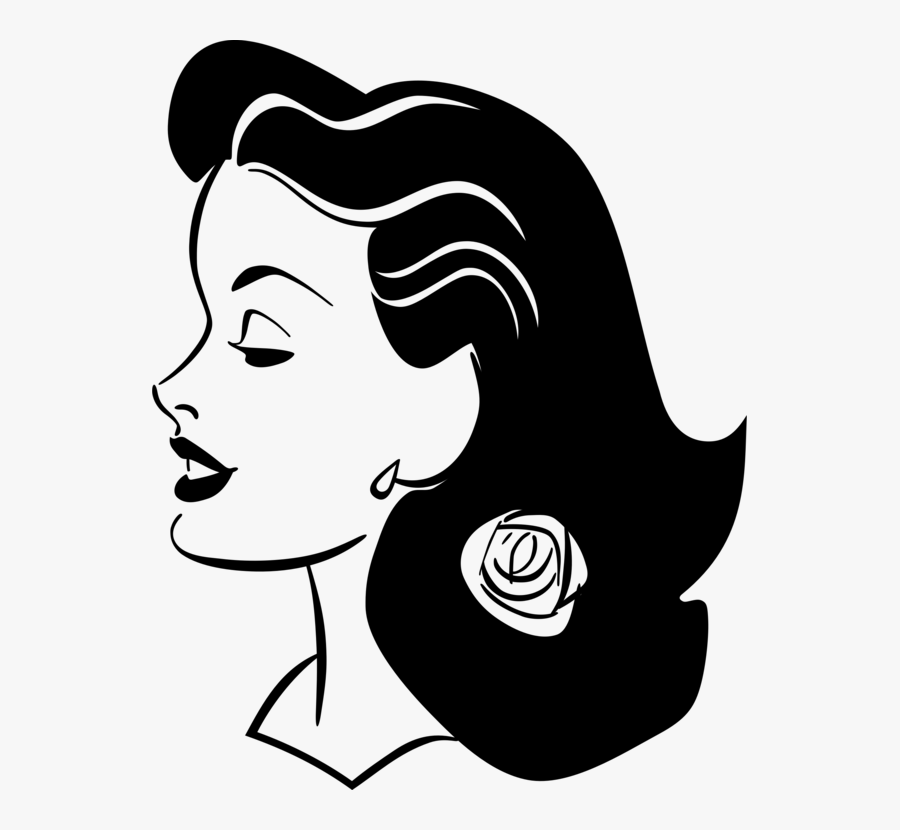 Emotion,art,monochrome Photography - Female Smiling Profile Drawing, Transparent Clipart