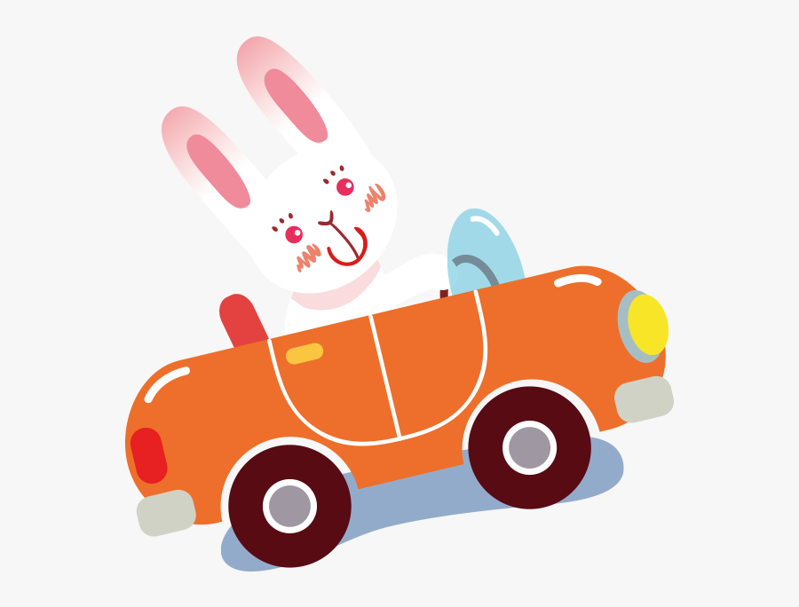 Cartoon Clip Art Painted Orange Bunny - Rabbit In A Car Cartoon, Transparent Clipart