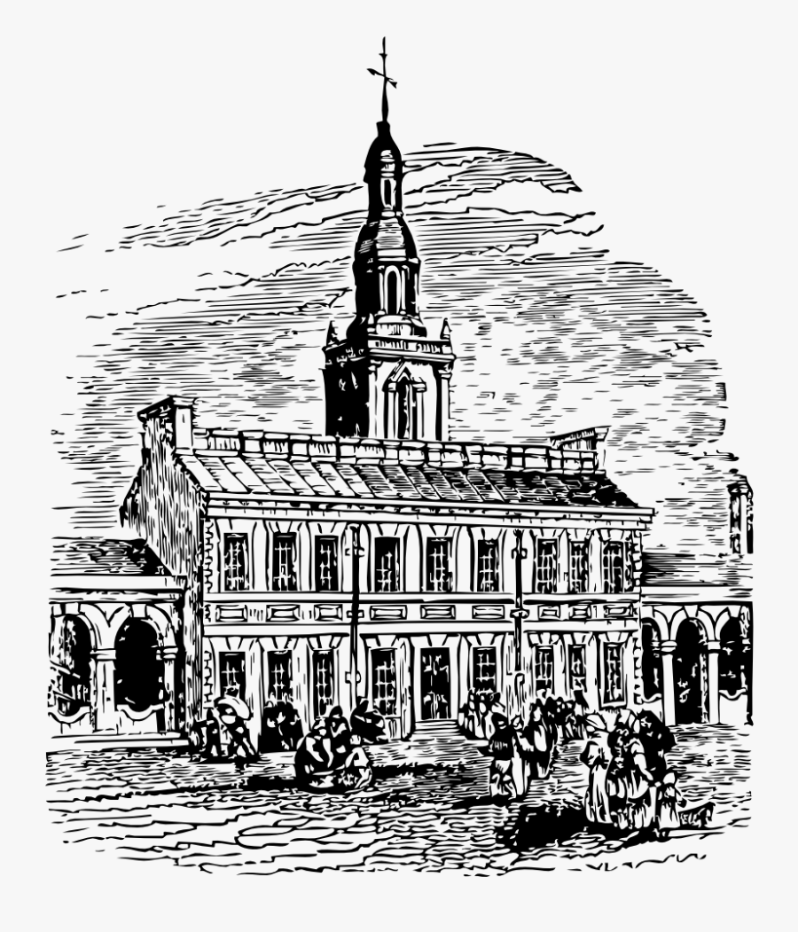 Independence Hall - Independence Hall Black And White, Transparent Clipart