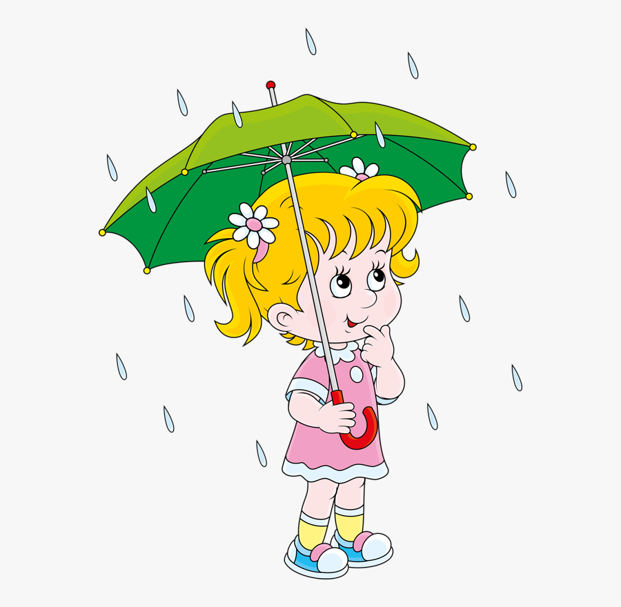 Girl Playing In Rain Cartoon, Transparent Clipart
