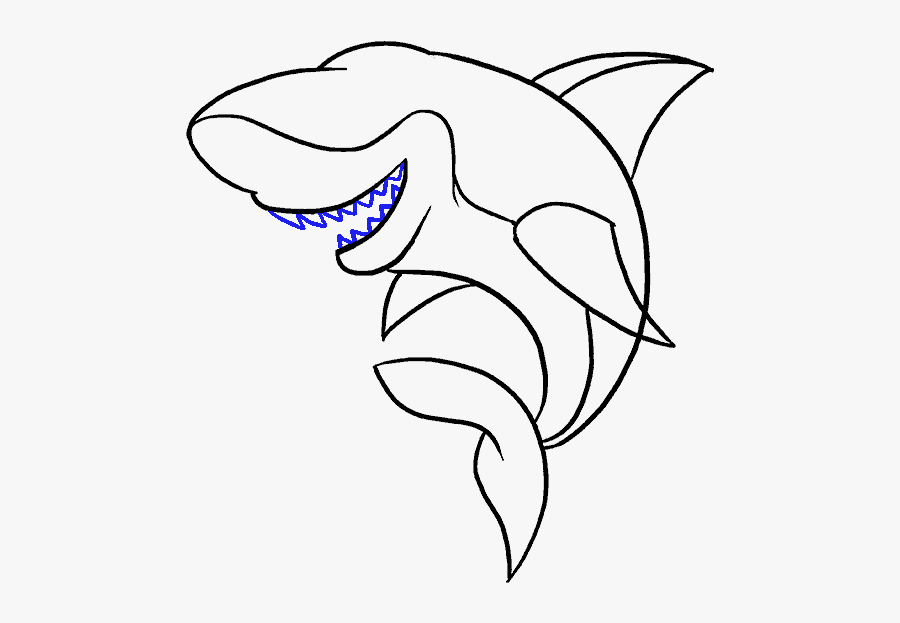 How To Draw A Cartoon Shark Easy Step By Drawing Guides, Transparent Clipart