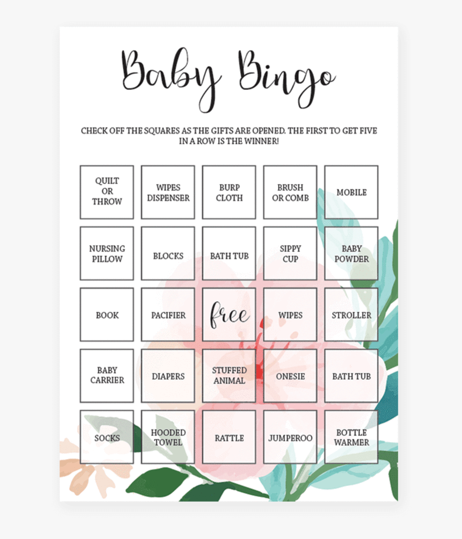 Clip Art Printable Shower Bingo Pinterest - Bingo At Baby Shower, Transparent Clipart