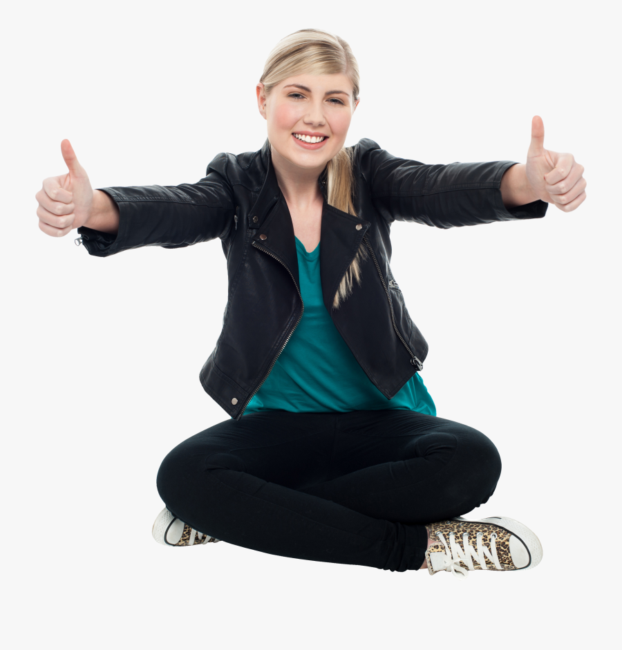 Women Pointing Thumbs Up Png Image - Thumbs Up Woman Png, Transparent Clipart