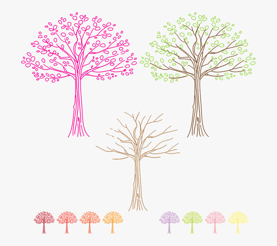 Fall, Summer, Winter, Trees, Maple, Autumn, Forest, - Animasi Pohon Musim Gugur, Transparent Clipart
