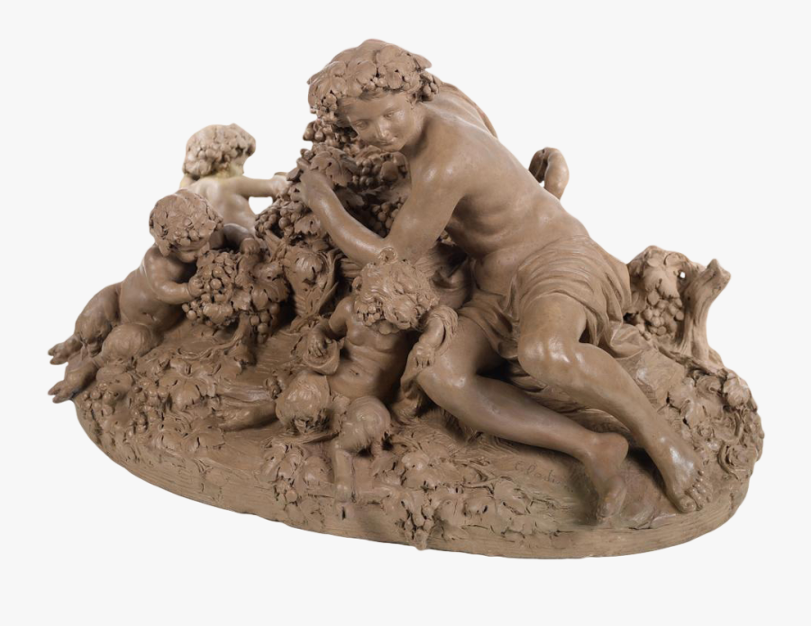Clip Art Satyrs Drinking Wine Terra - Statue, Transparent Clipart