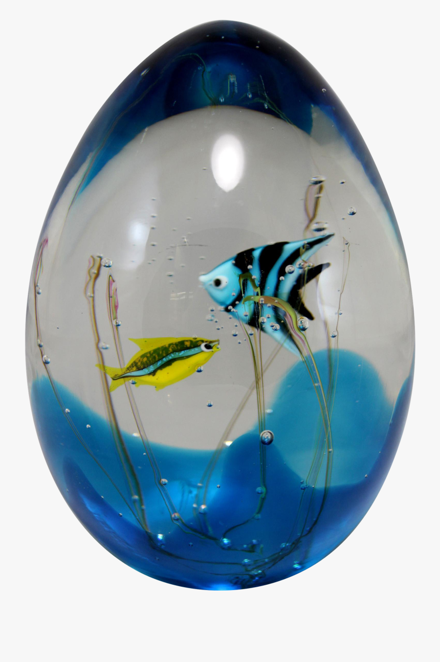 Murano Signed Art Glass Aquarium Sculpture With Fish - Billfish, Transparent Clipart