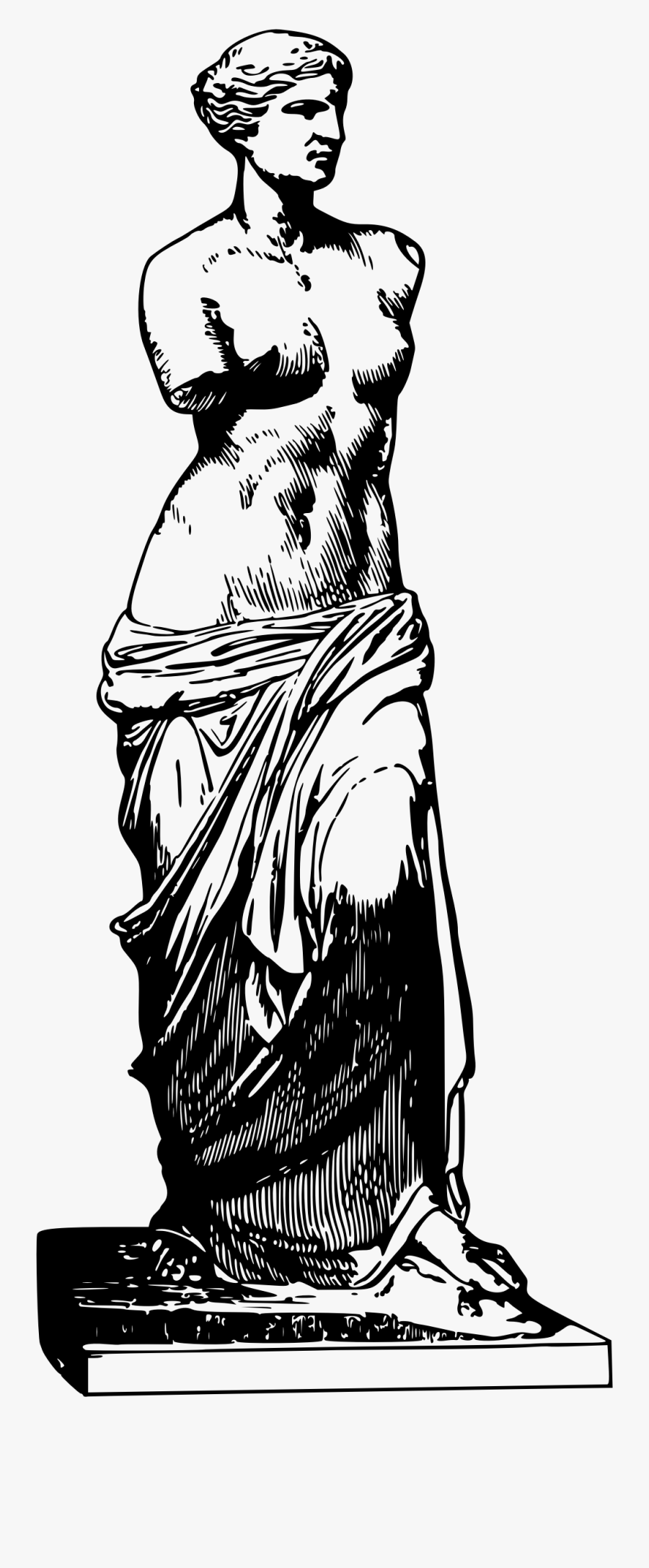 Aphrodite Drawing Sculpture - Venus De Milo Vector, Transparent Clipart