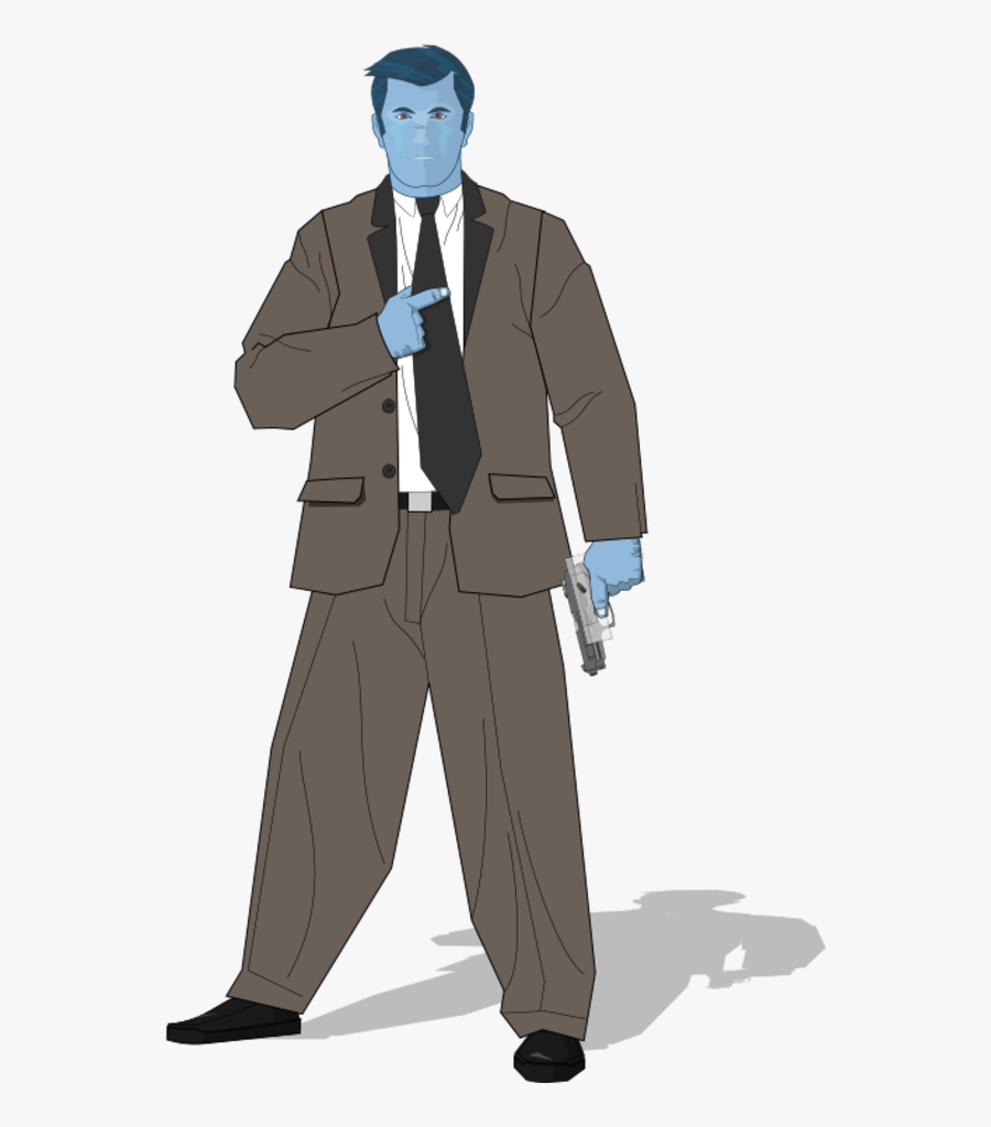 Secret Agent Holding A Gun - Clip Art, Transparent Clipart