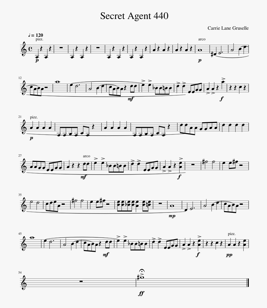 Secret Agent 440 Sheet Music Composed By Carrie Lane - Galway Rambler Violin Rights Of Man Hornpipe, Transparent Clipart