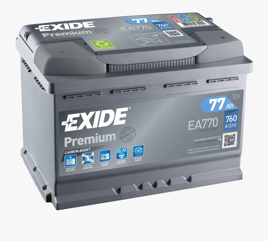 Download This High Resolution Automotive Battery High - Exide Ea770, Transparent Clipart