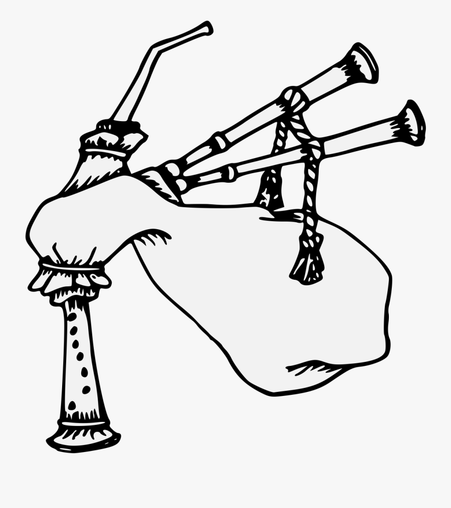 Bagpipes Drawing Clip Art Line Art - Gaita Gallega Dibujo, Transparent Clipart