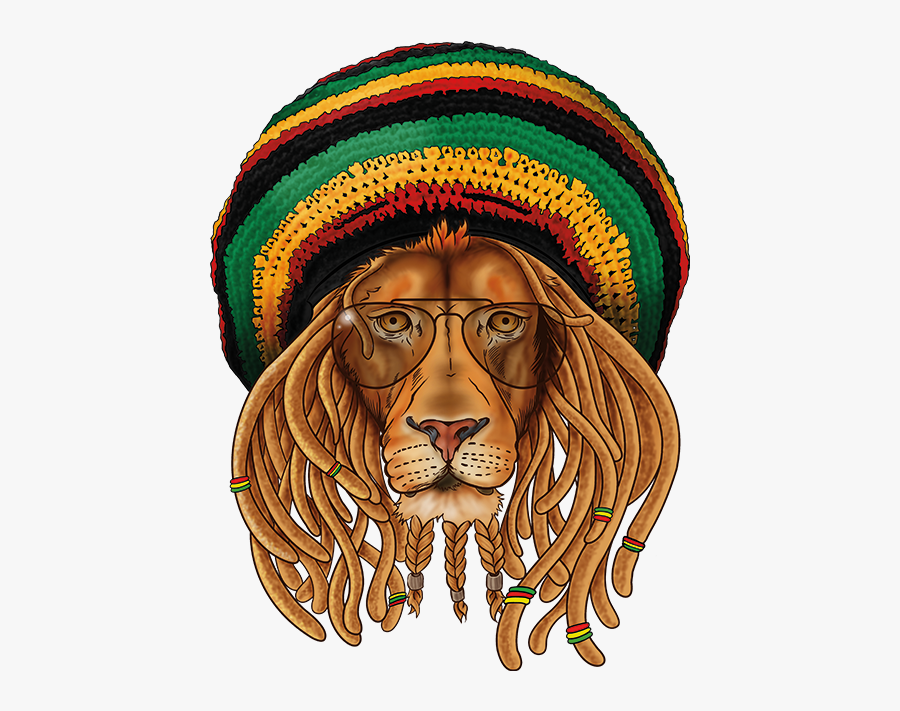 Rastafari Judah Of T-shirt Lion Hat Clipart - Lion With Rasta Hat, Transparent Clipart